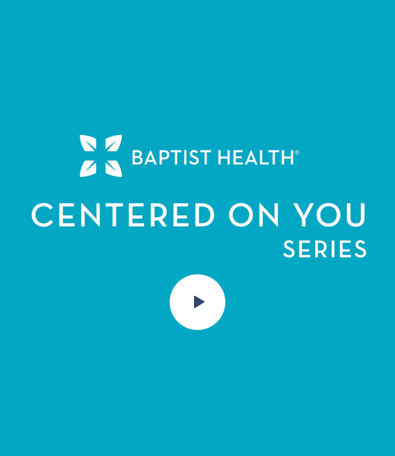 Blue background with Baptist logo and play button